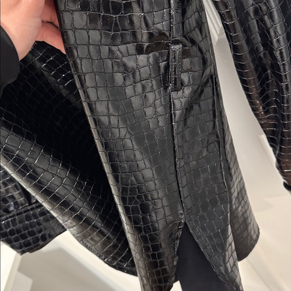 Zara Shiny Black Croc print Jacket - Picture 4 of 5